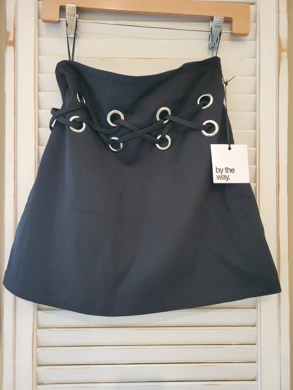 by the way. Black A-Line Skirt with Lace-Up Eyelets